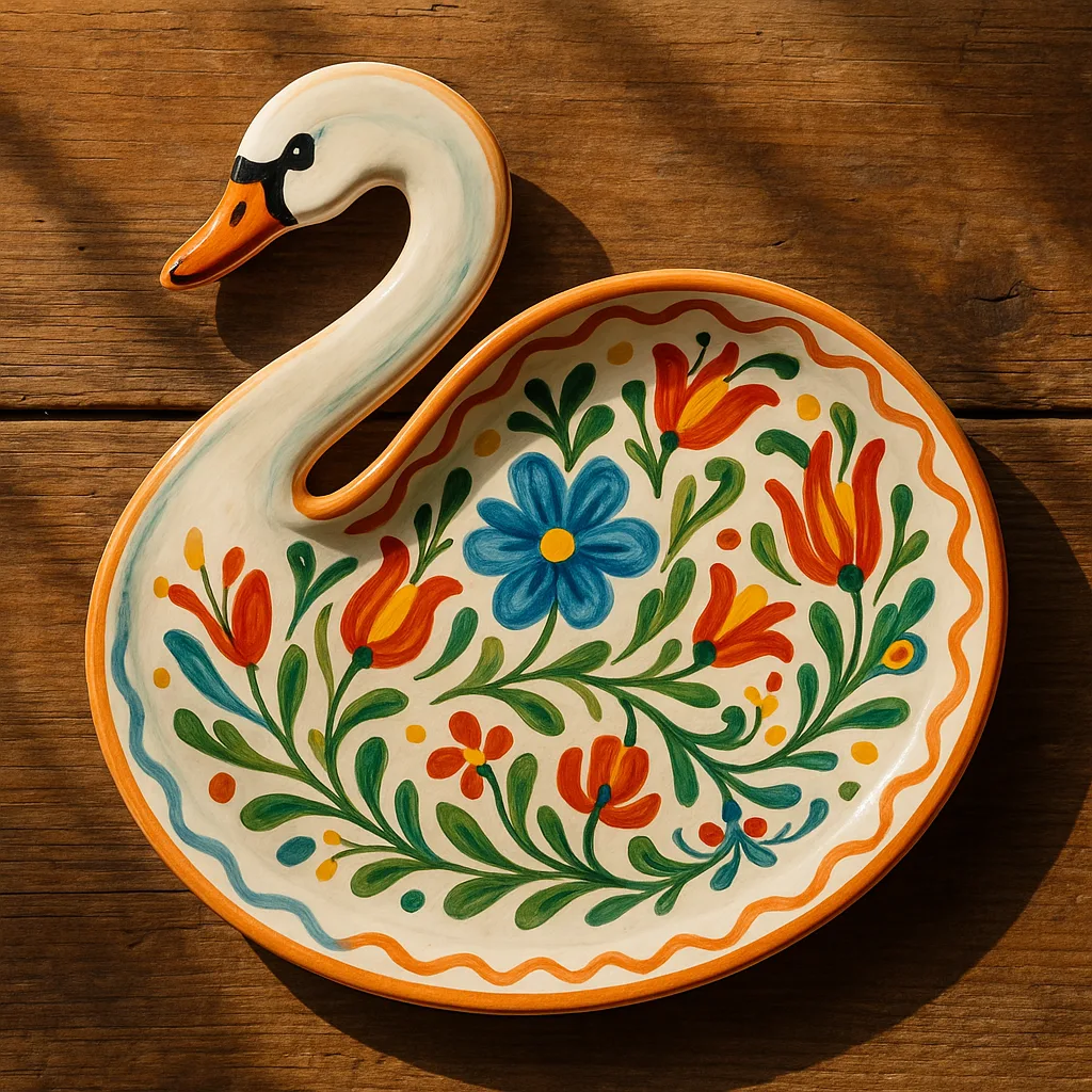 Capturing a Vibrant Ceramic Platter Crafted to Resemble the 🦢