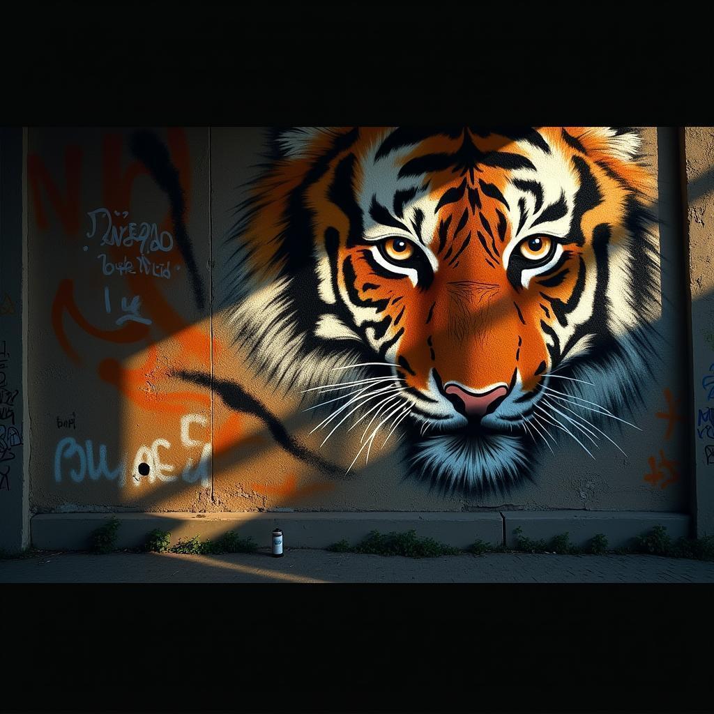 Eye of the Tiger on Gritty Graffiti Walls