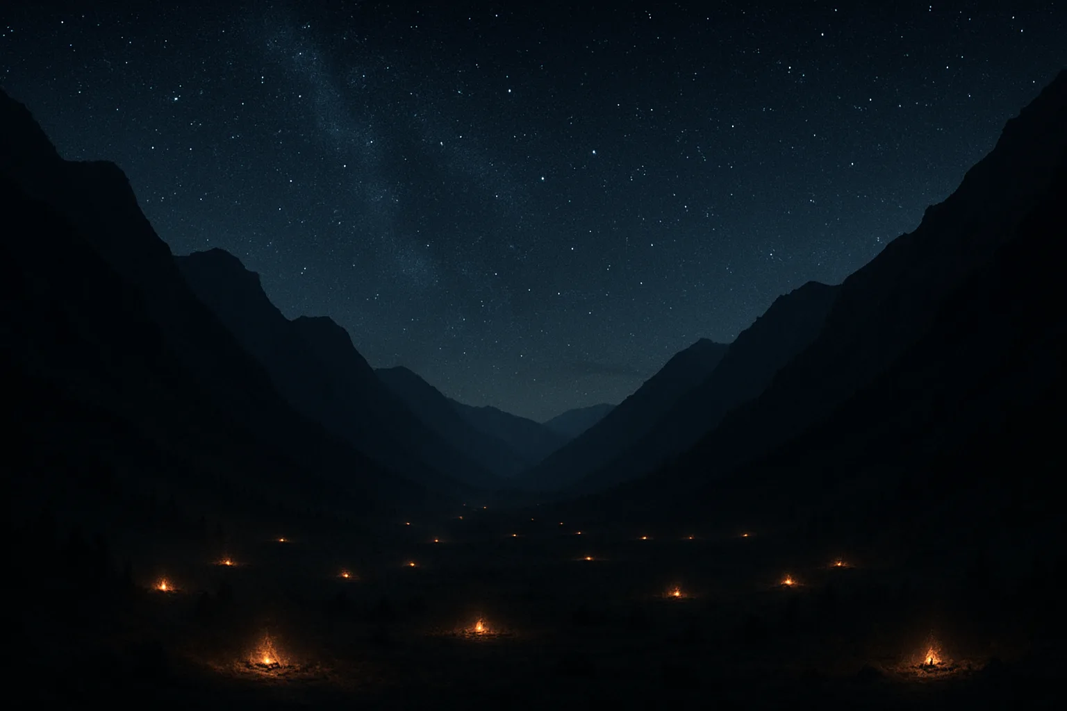 Many Distant Campfires Dot a Vast