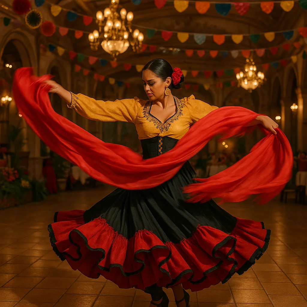 Person Wearing Traditional Dance Attire Performs