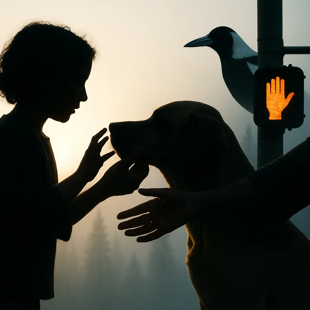 Strong Dawn Backlighting Silhouettes a Toddler's Dramatically Expressive Fingers