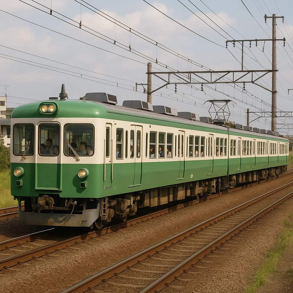 Green and White Train Consisting of Five Cars
