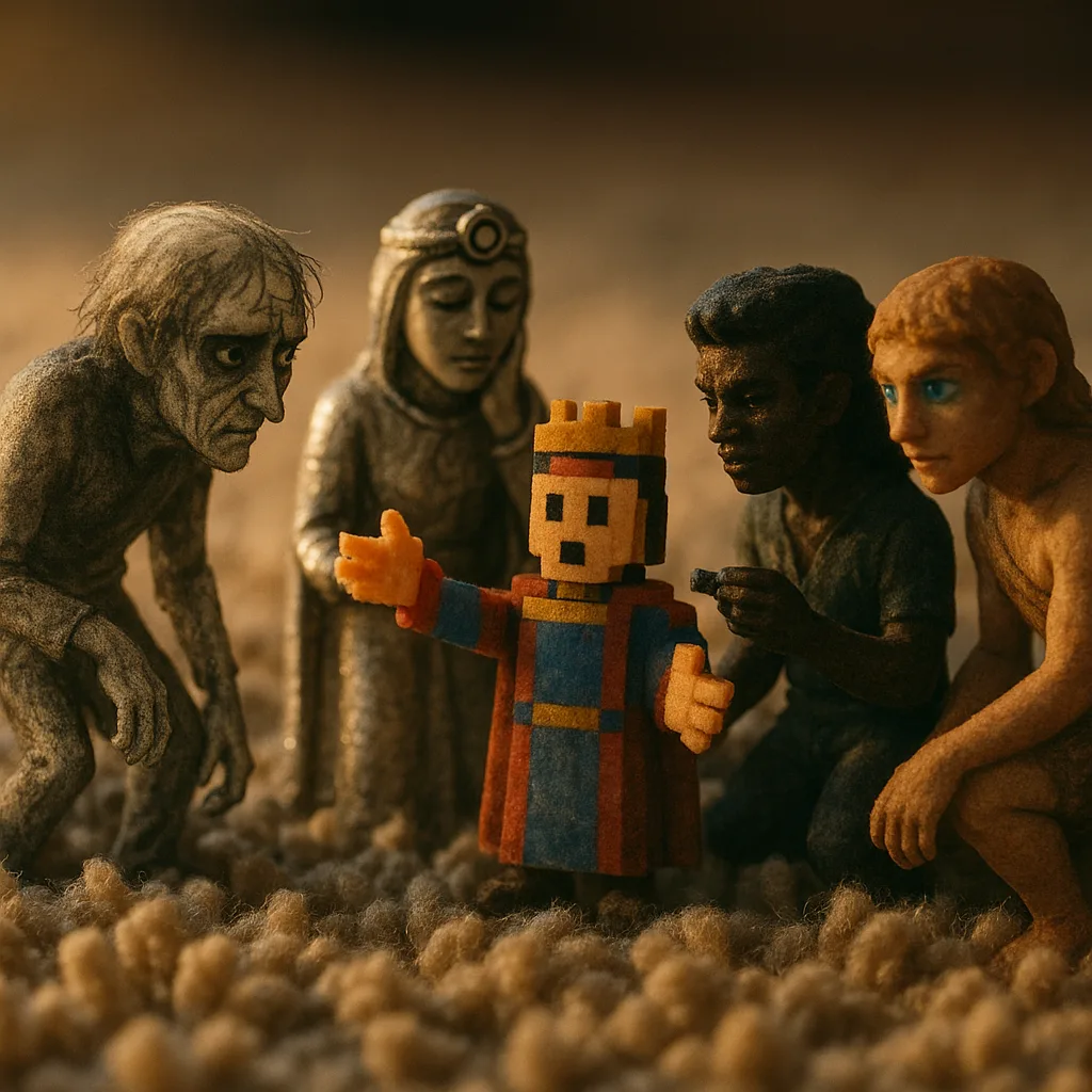Five Disparate Miniature Figures Create a Tense Convergence
