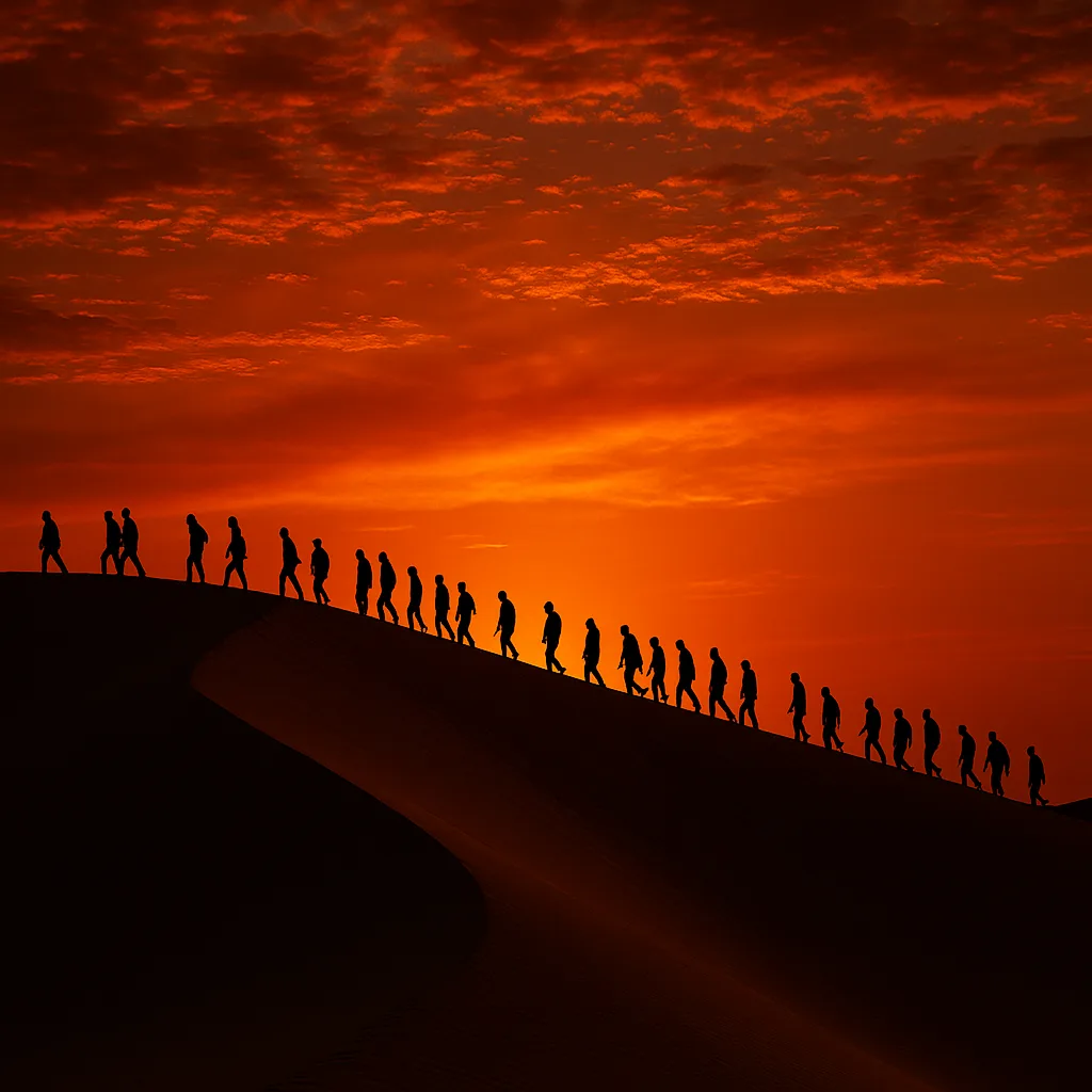 Numerous Distant Figures