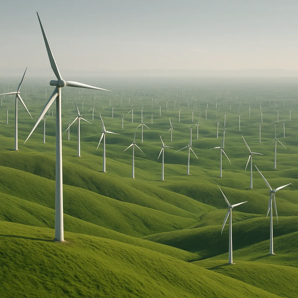 Immense Field of Countless Wind Turbines