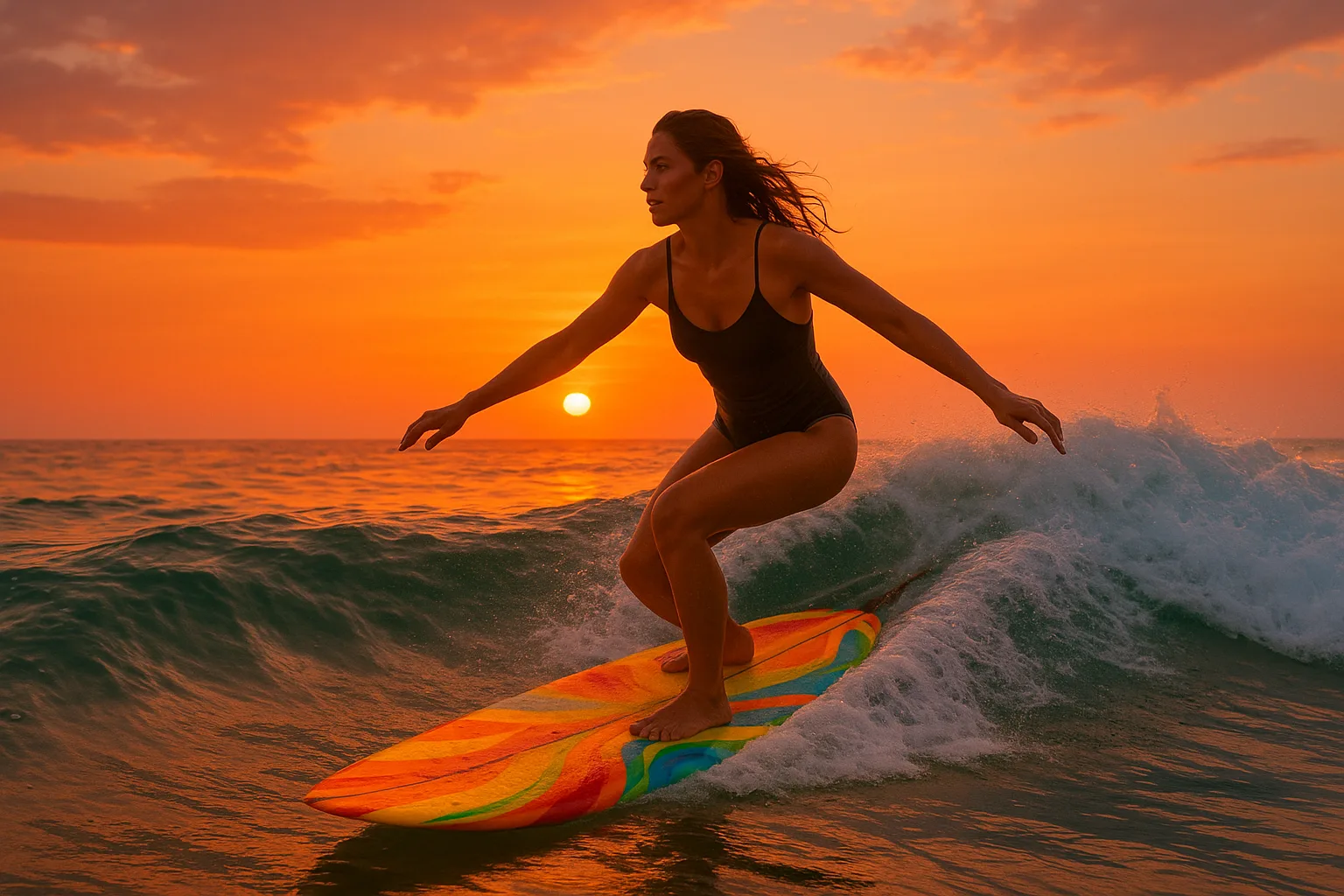 Woman Gracefully Rides a Vibrant