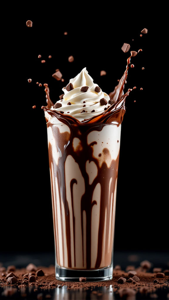 Dramatic Chocolate Milkshake Splash in Studio Shot