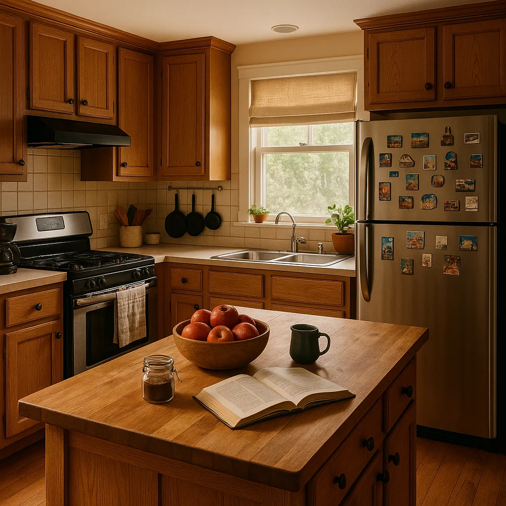 Cozy Kitchen Featuring Wooden Cabinets