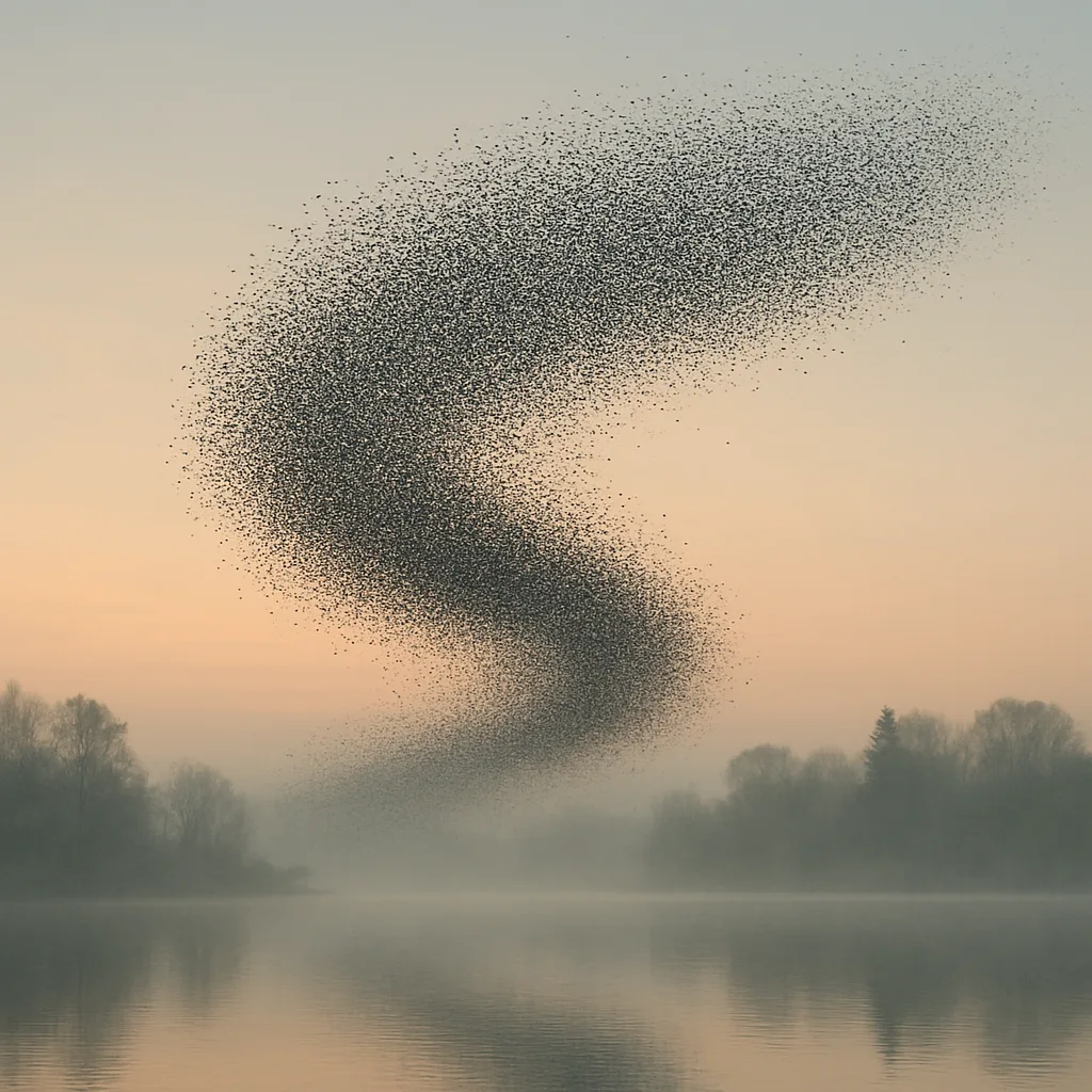 Vast Flock of Countless Tiny Birds Forms