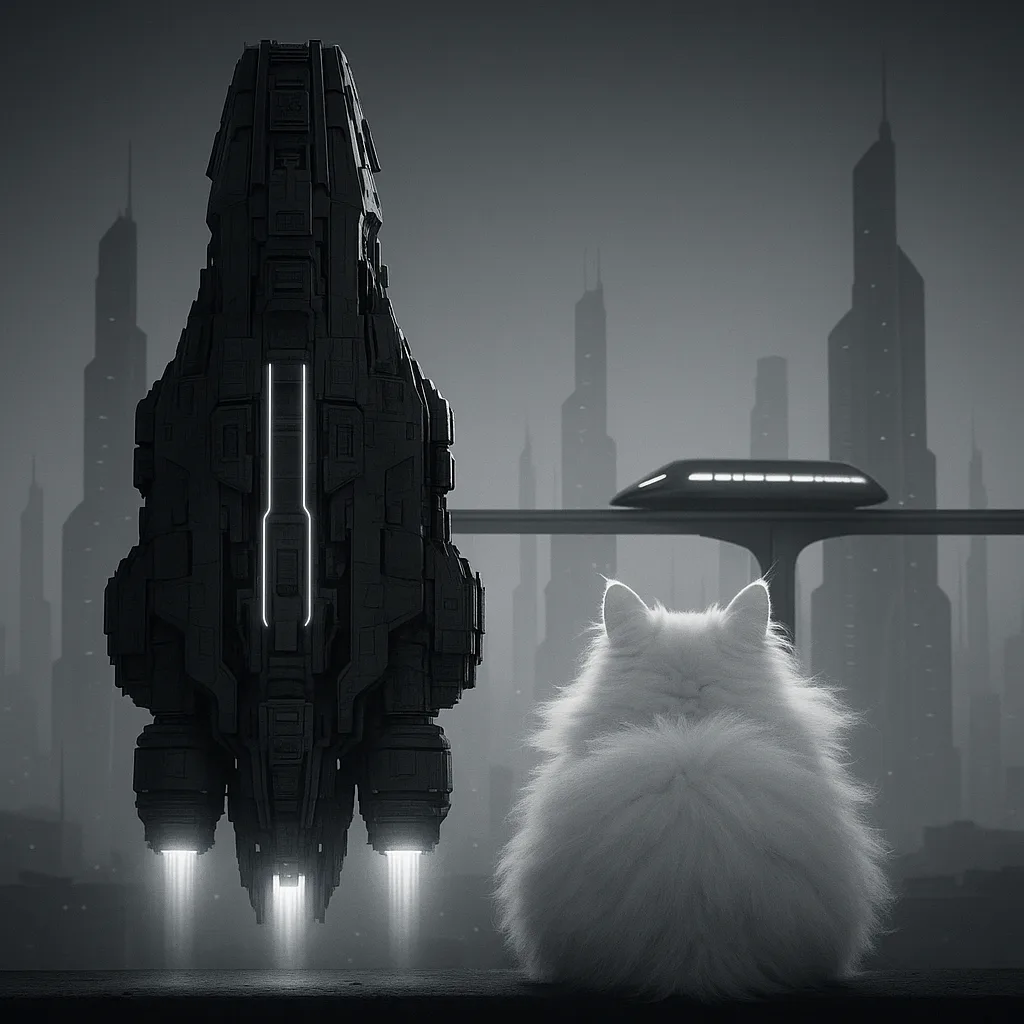 Silhouettes of Two Disparate Forms—a Gunmetal Grey Massive Capital Spaceship