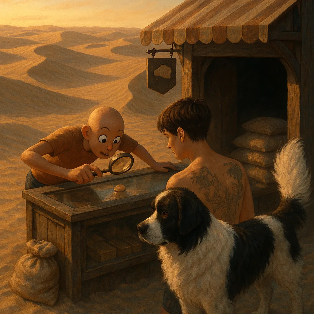 Amidst Vast Sand Dunes Rippled by Wind at Sunset