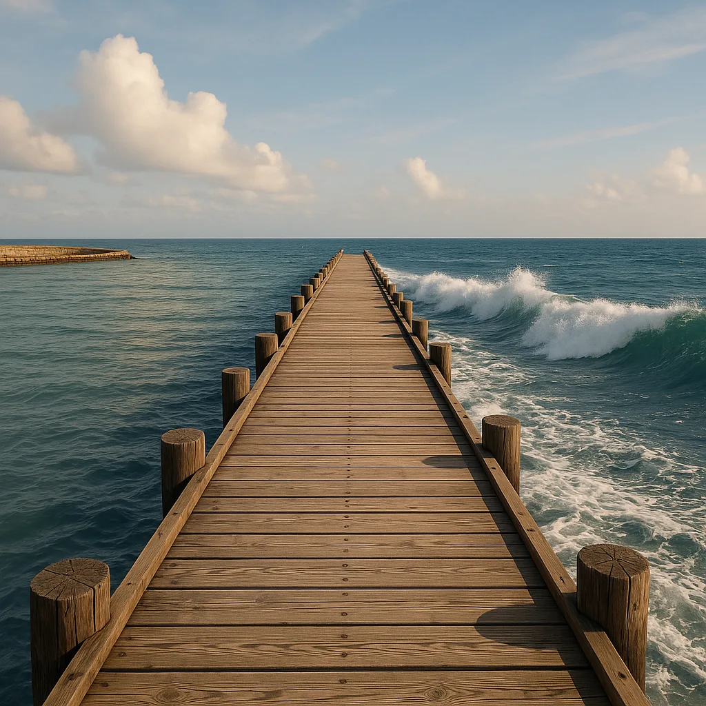 Wooden Dock Extends Out into the Water