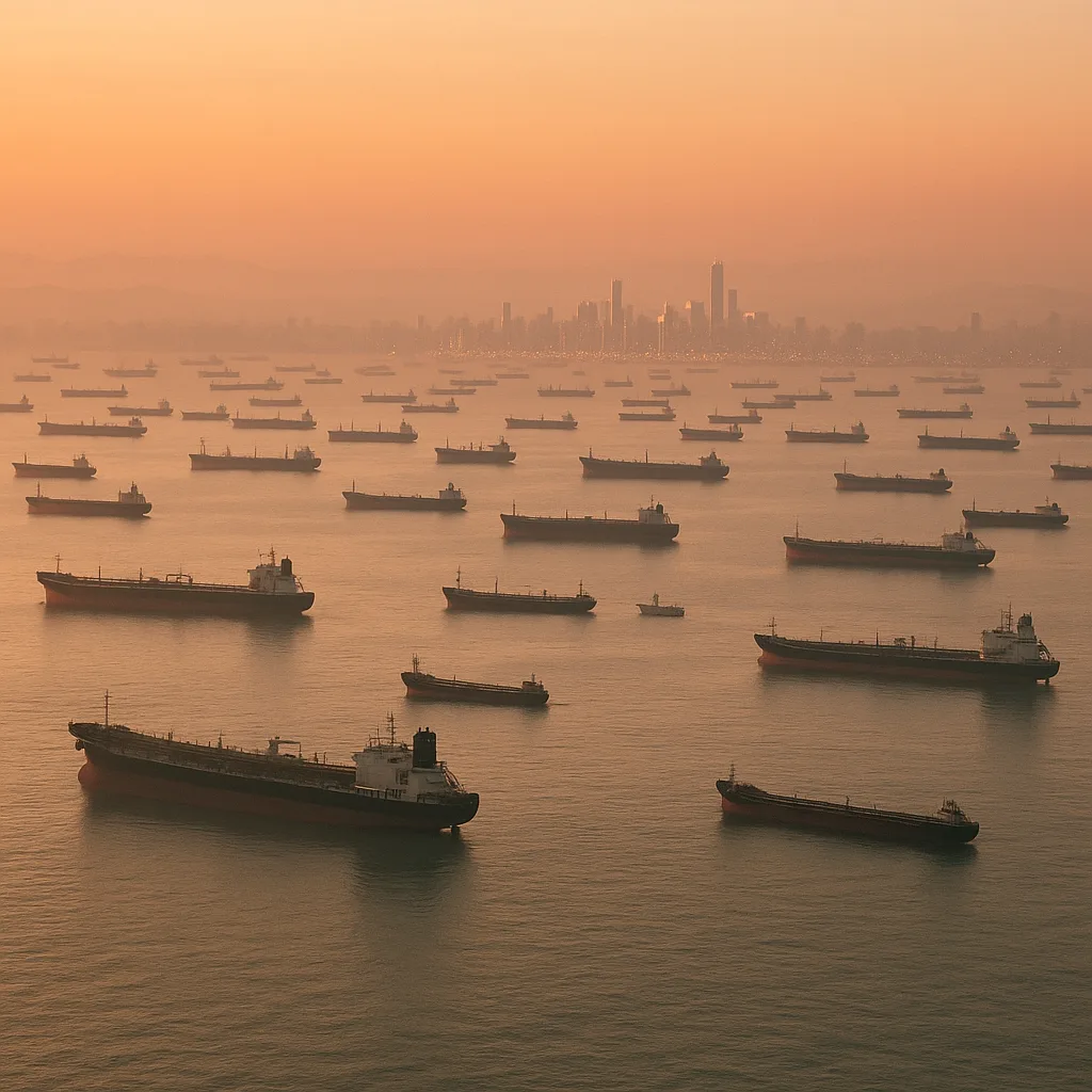Vast Flotilla of Countless Cargo Ships