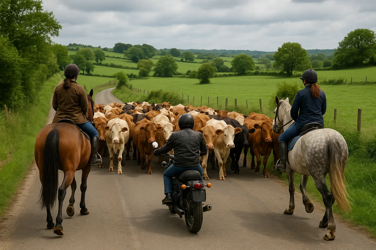 Two People on Horseback