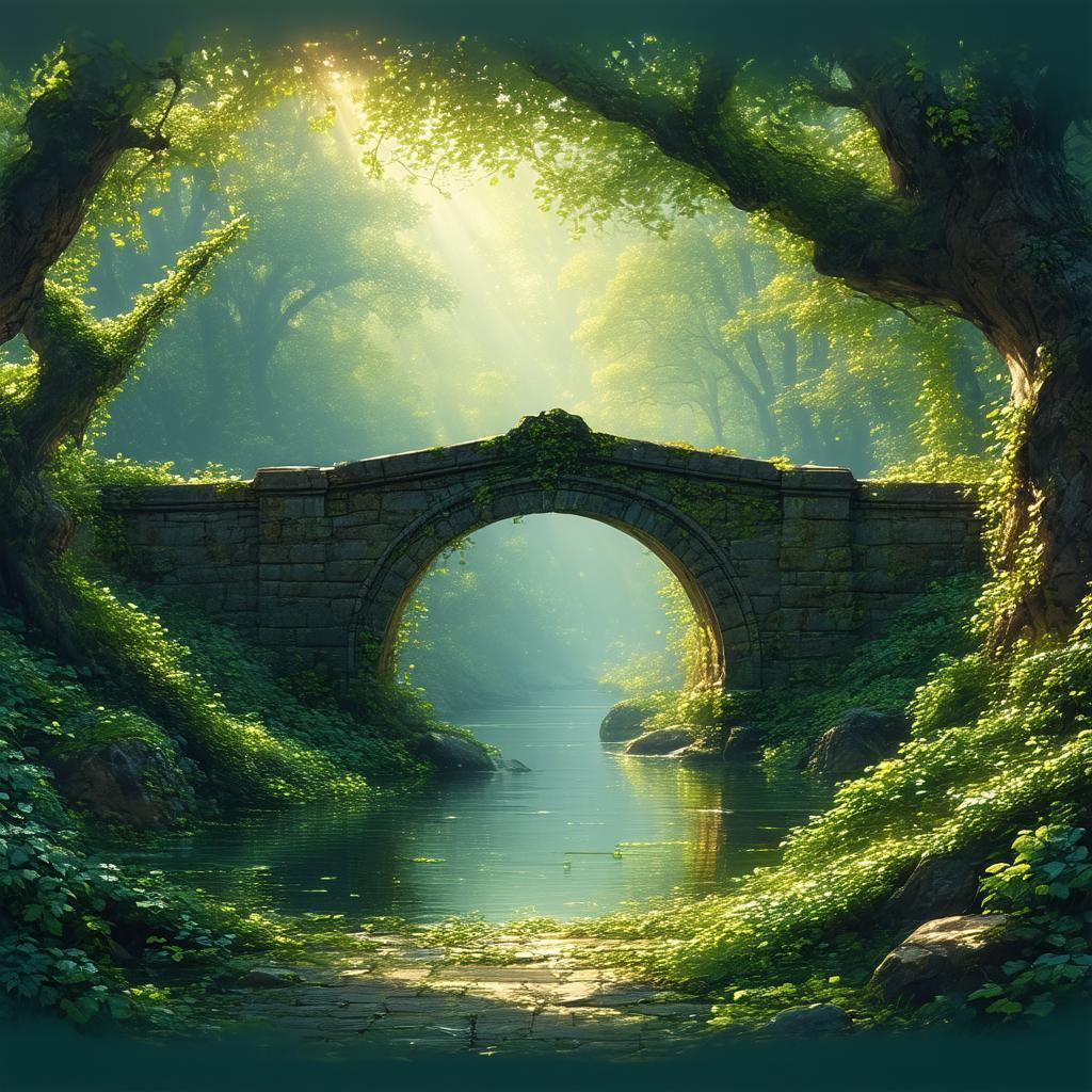 Enchanted Stone Bridge Book Cover With Ivy Borders