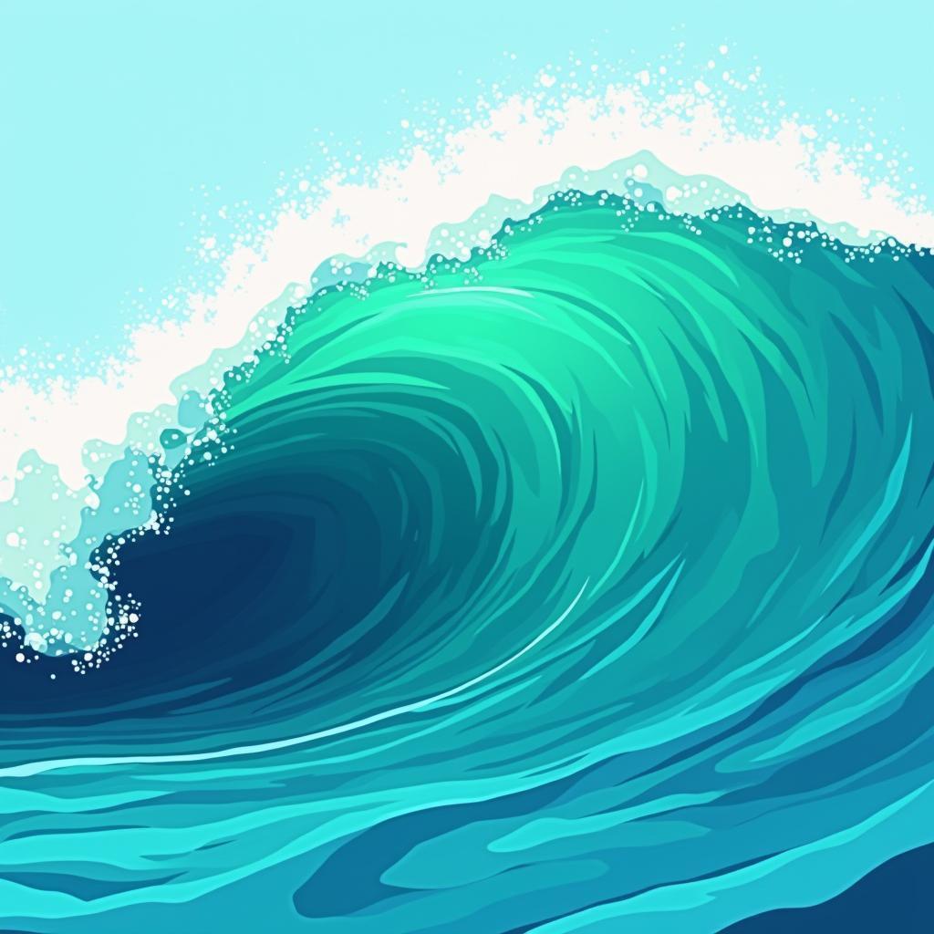 Abstract Geometric Wave in Blue and Emerald Vector