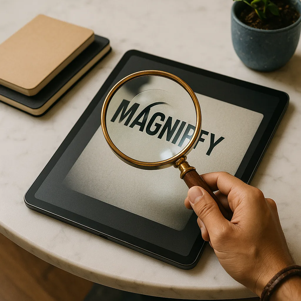 Wooden-handled Magnifying Glass with a Gold Frame