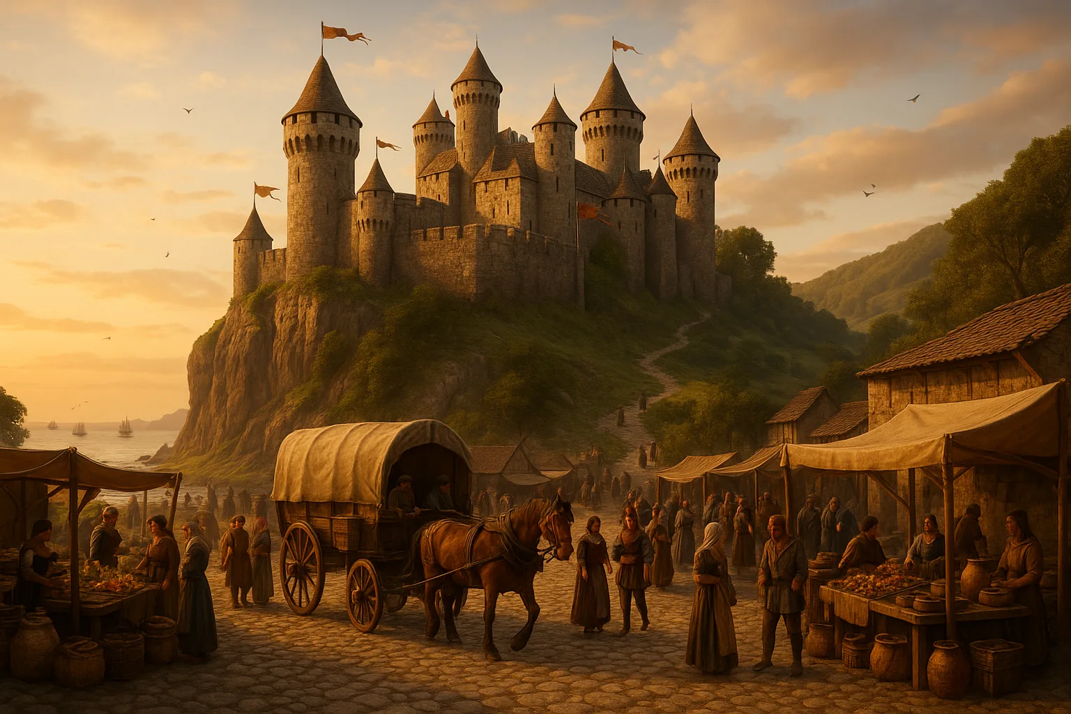 Vivid 3D Scene of a Medieval Castle