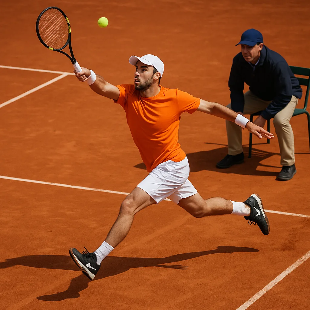 Tennis Player Wearing an Orange Shirt