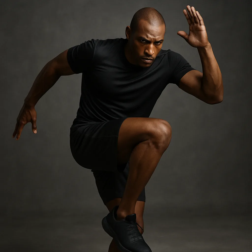 Figure Adopts a Dynamic Athletic Stance