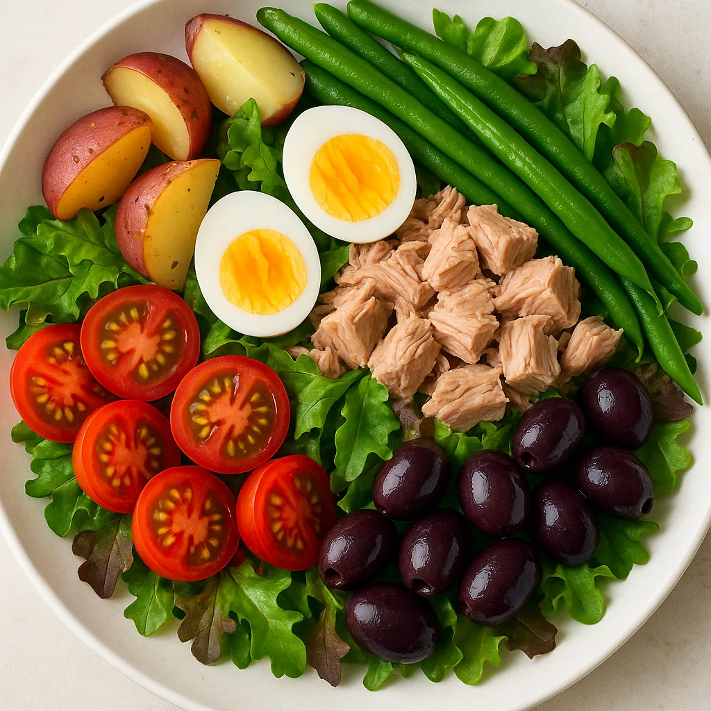 Colorful Salad Featuring Hard-boiled Egg Slices