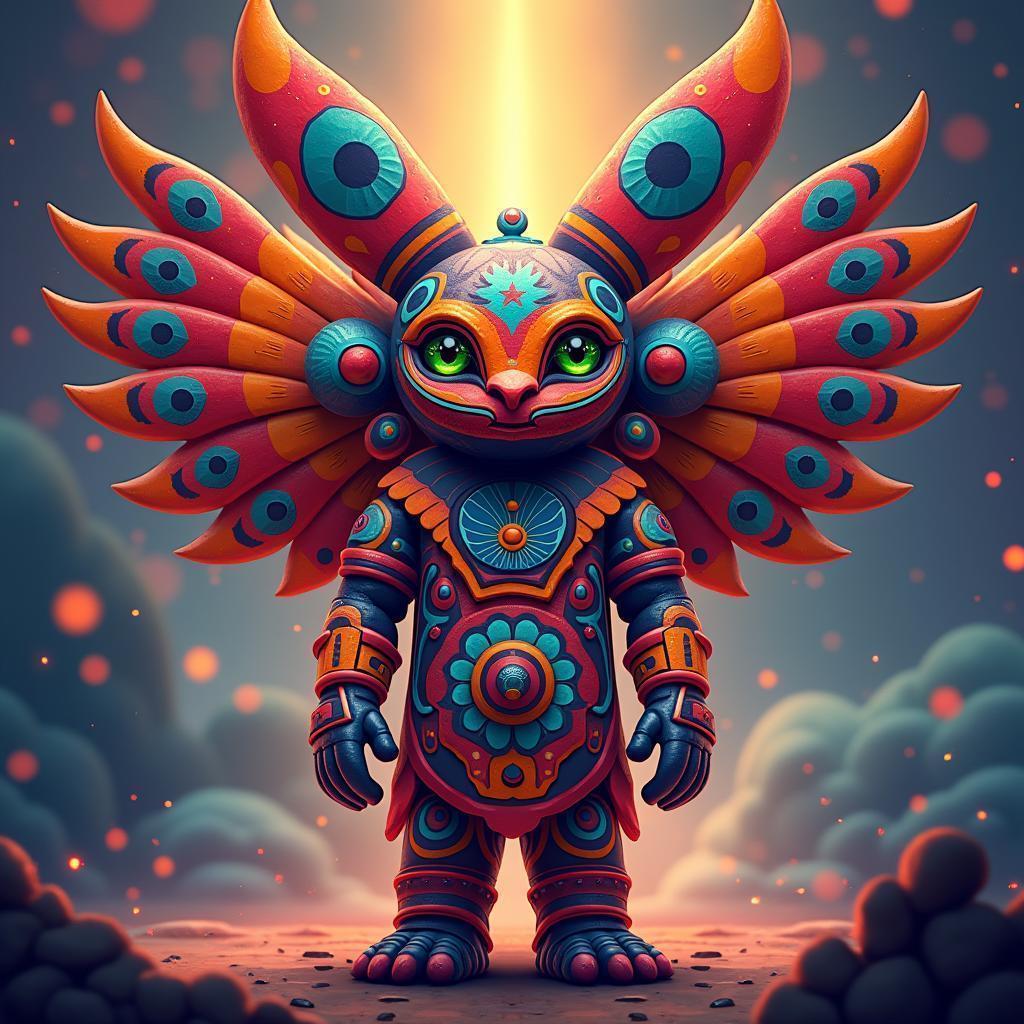 Vibrant Anime Hopi Kachina in Ethereal Bokeh