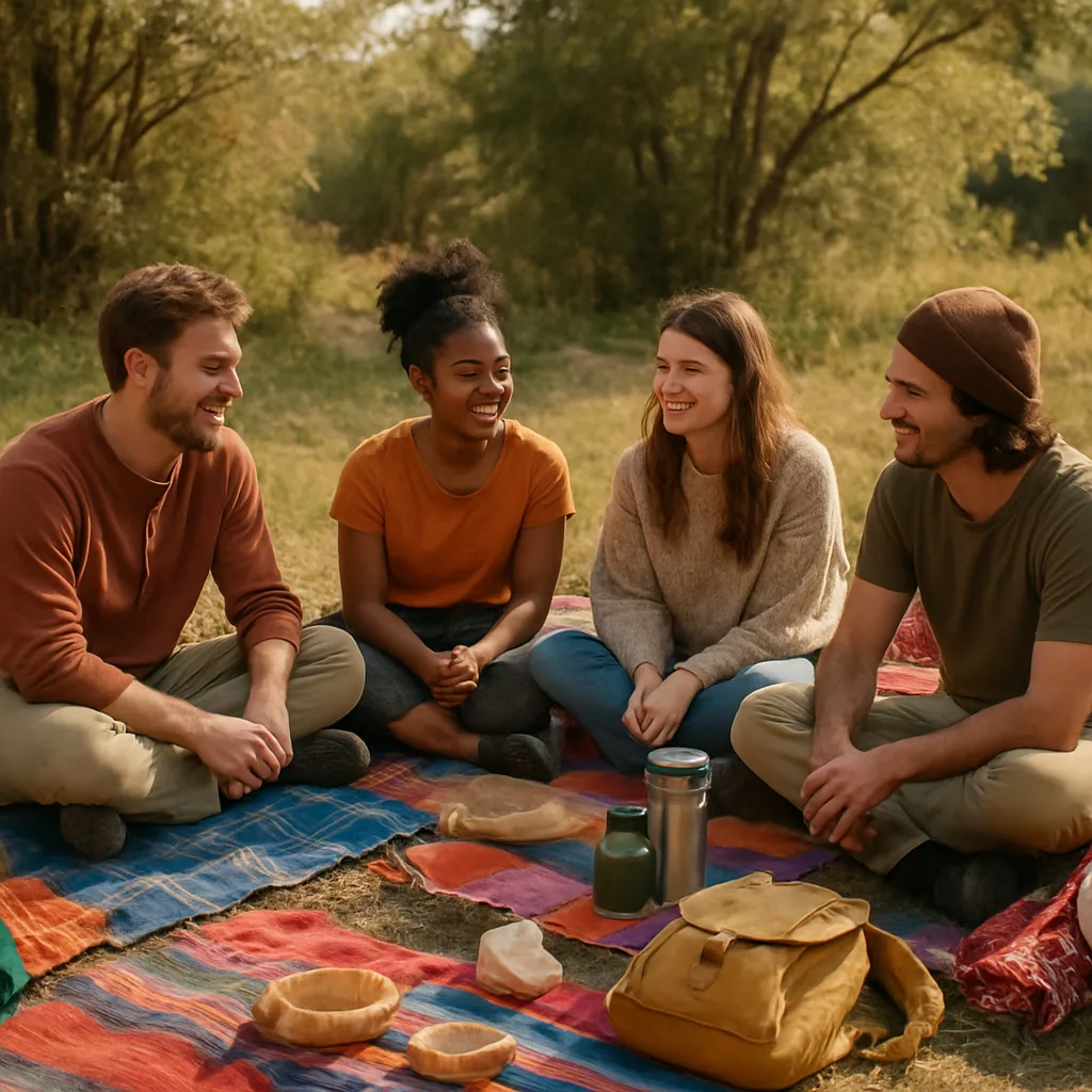 Group of People Sitting on the Ground