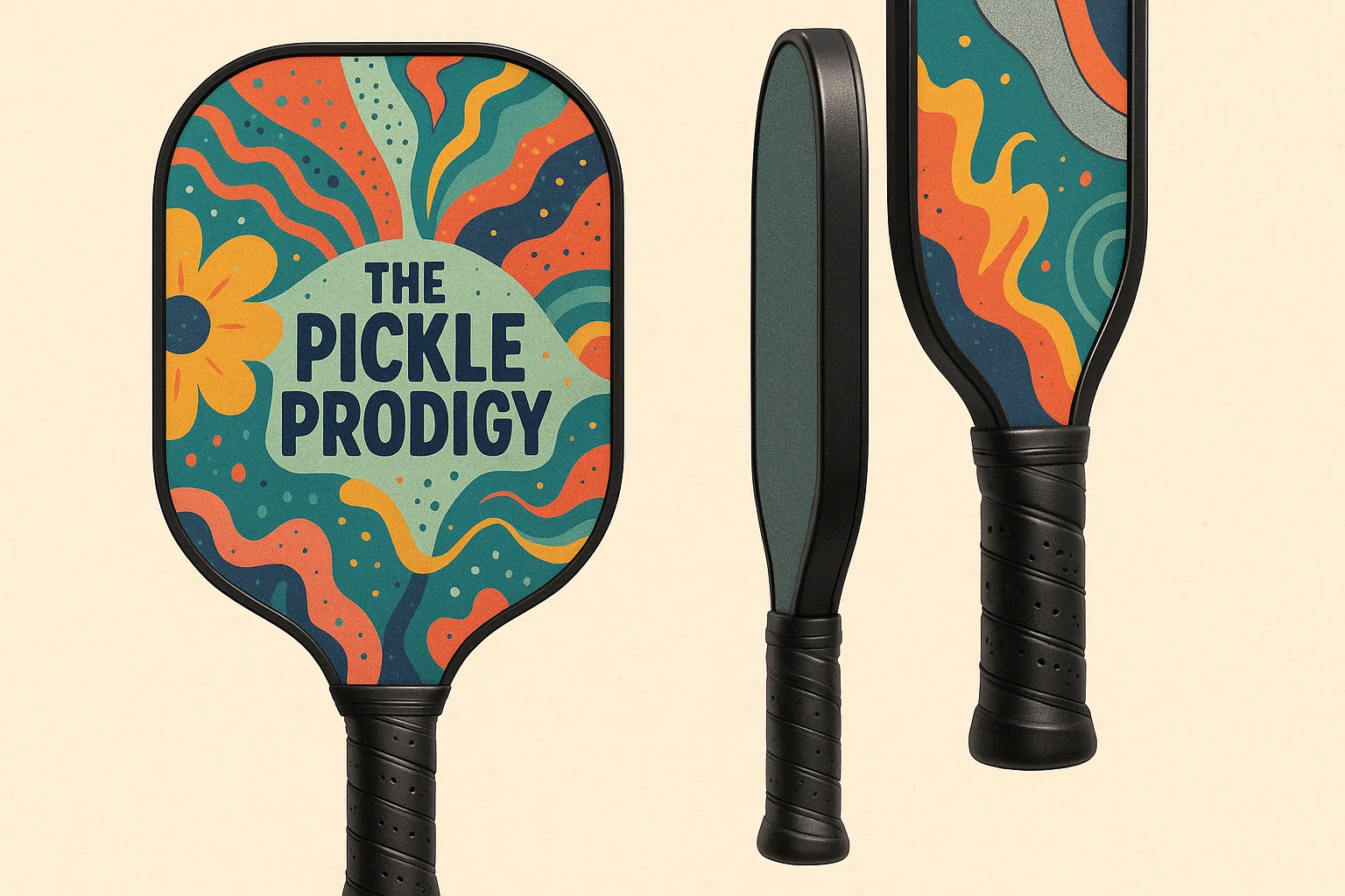 Dynamic and Artistic Graphic Layout for a Pickleball Paddle