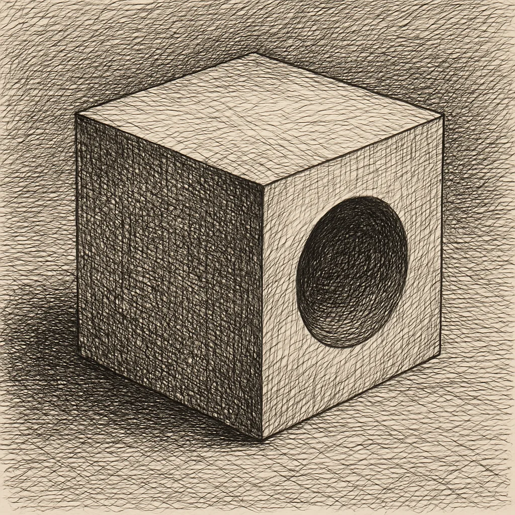 Highly Detailed Pen-and-ink Illustration of a Cube