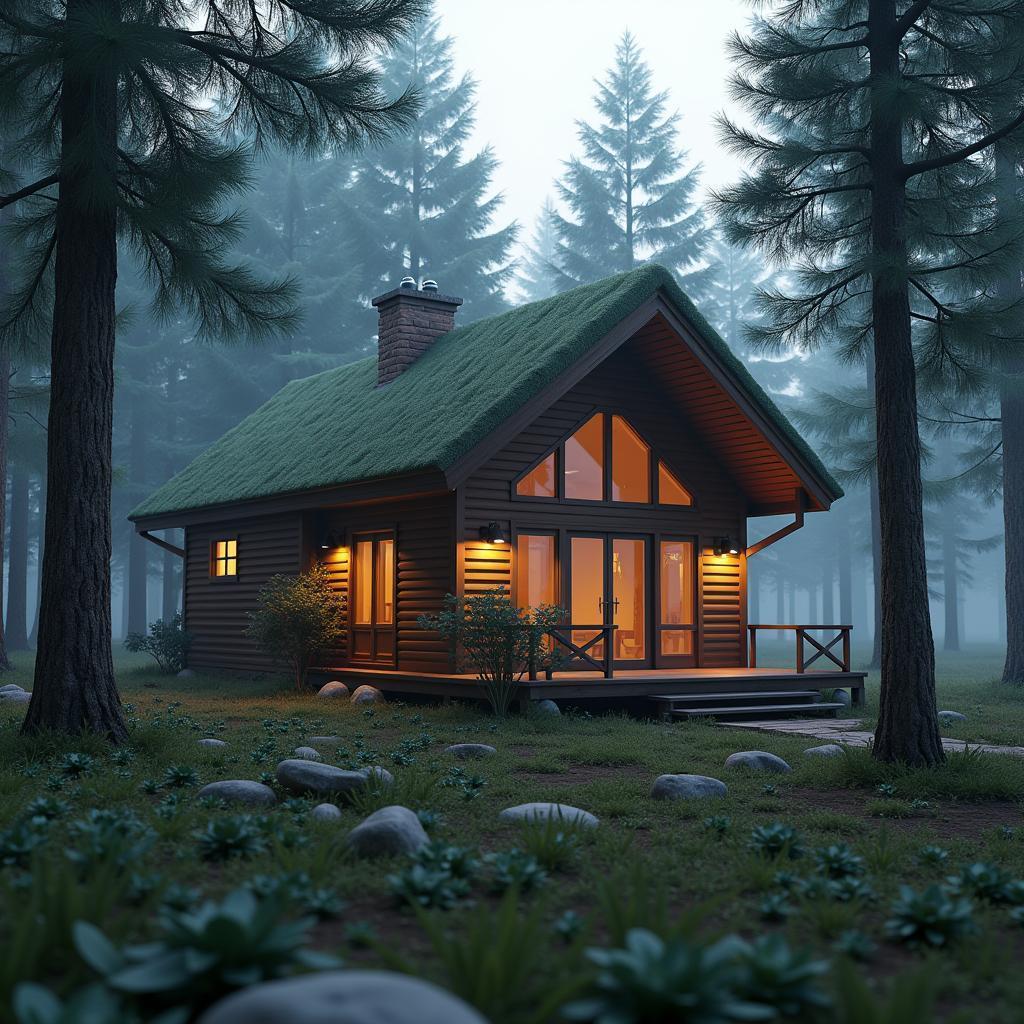 Dreamlike 3D Cabin Nestled in Serene Woods