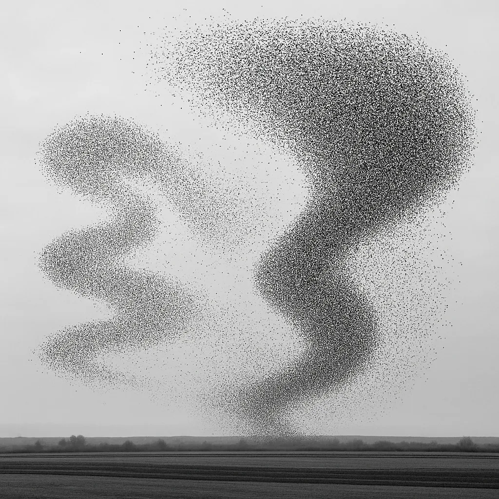 Massive Flock of Thousands of Starlings Creates Dynamic