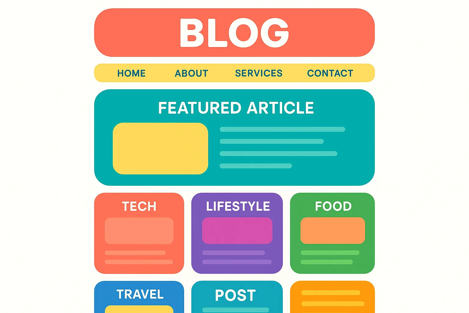 Colorful Blog Layout with a Header