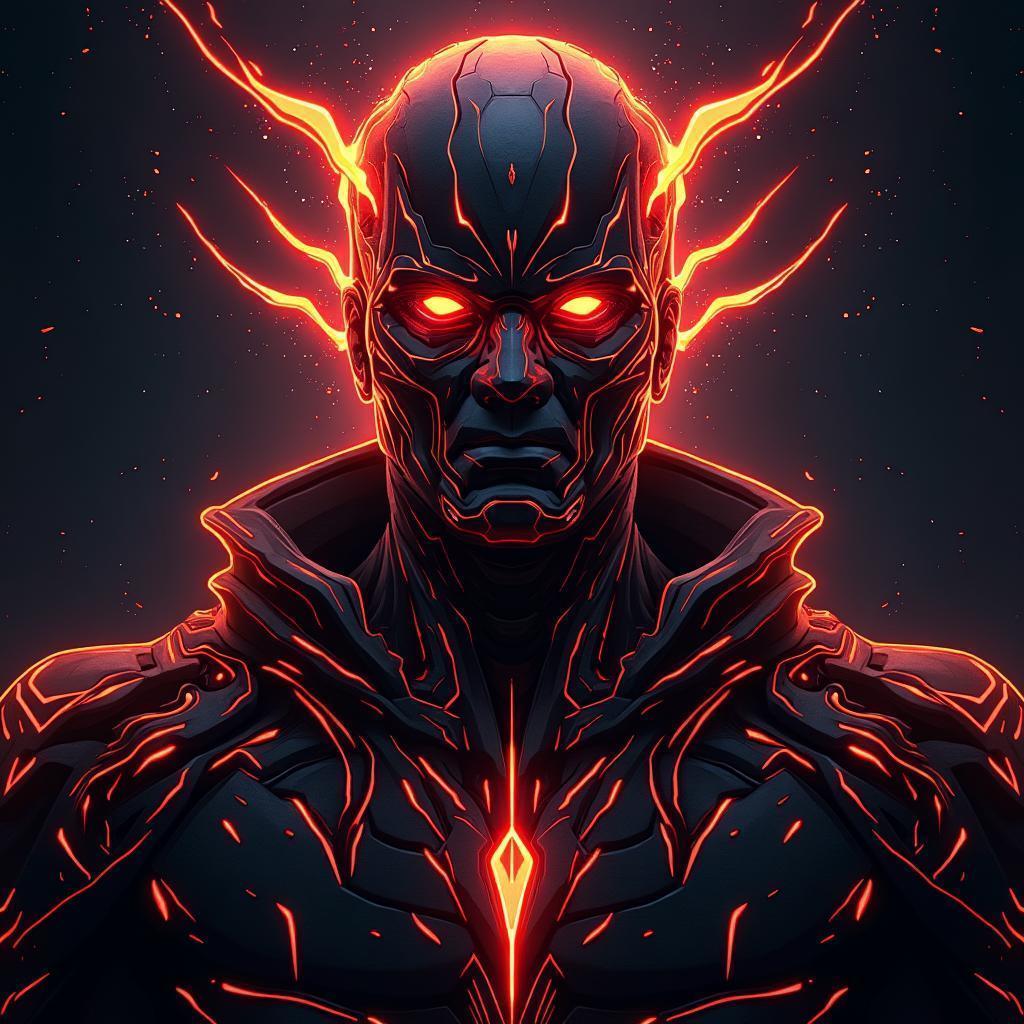 Symmetrical Vector Portrait of Glowing Galactus