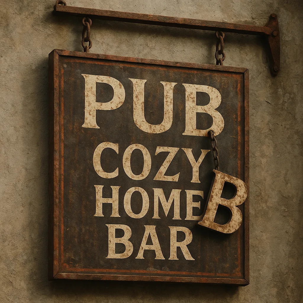 Rustic Sign for a Welcoming Home Bar