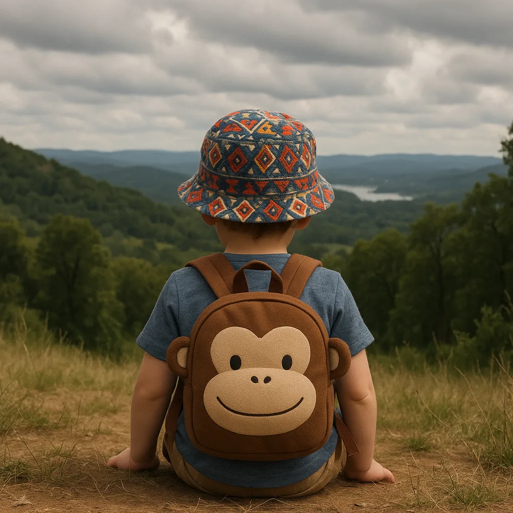 Child Wearing a Monkey Backpack