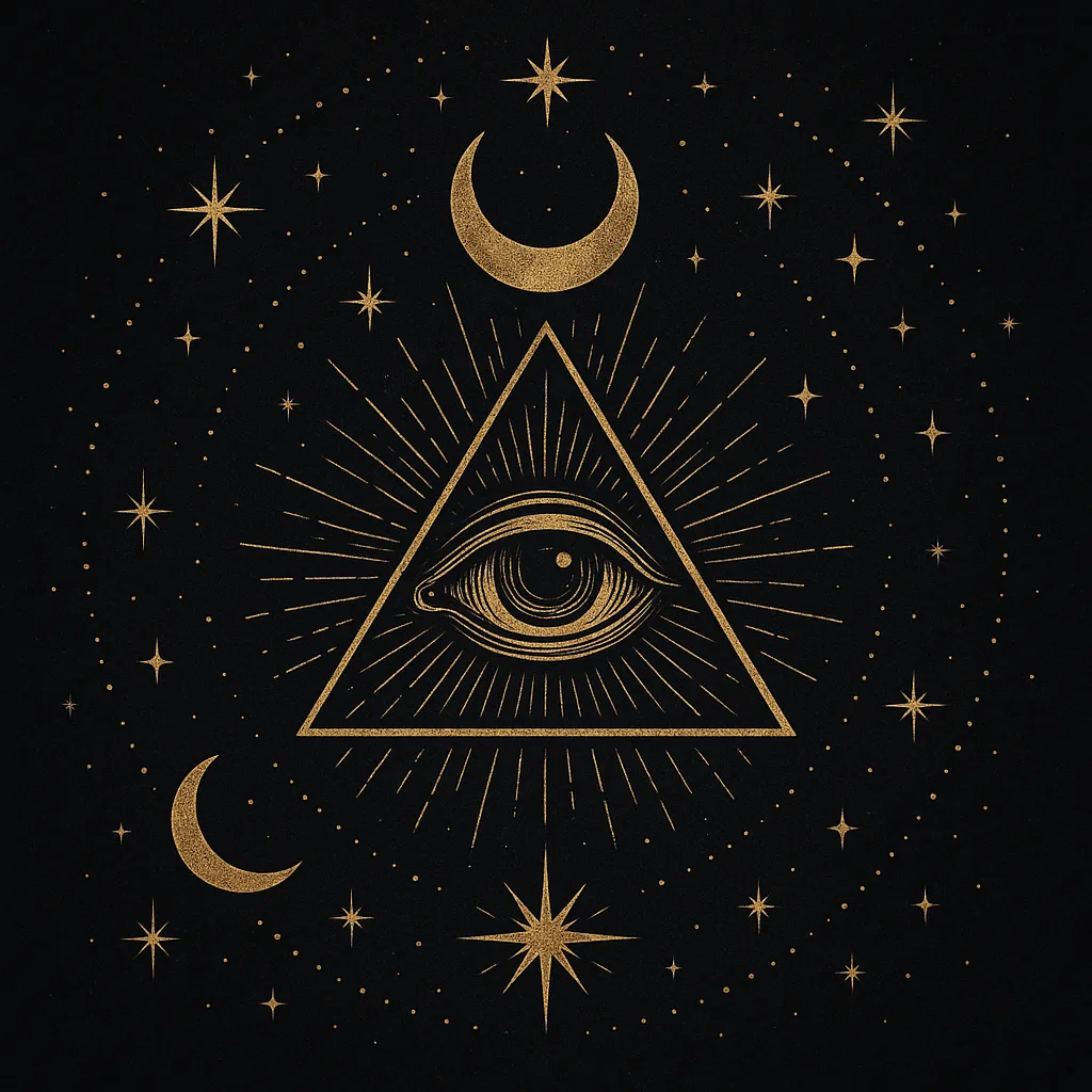 Mystical Graphic Featuring an All-seeing Eye Within a Triangle