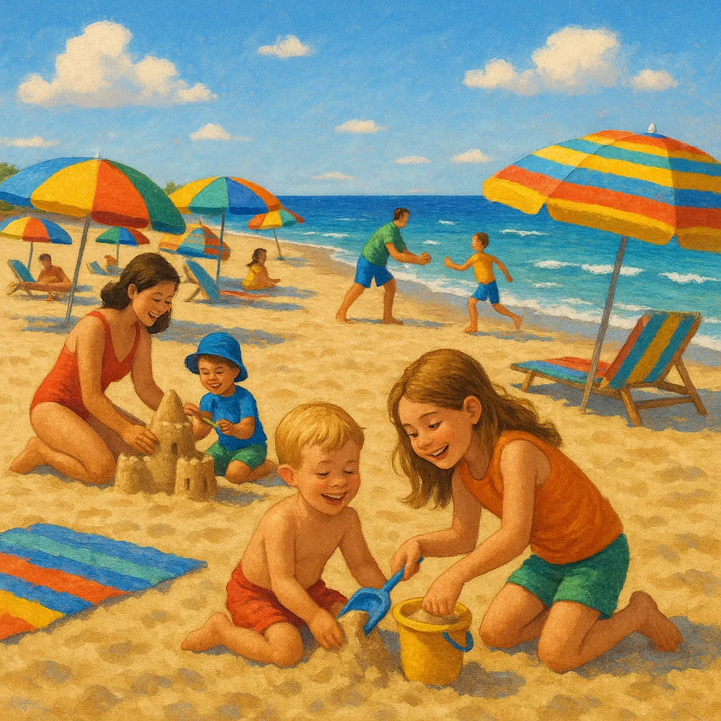 Bustling Beach in the Summertime