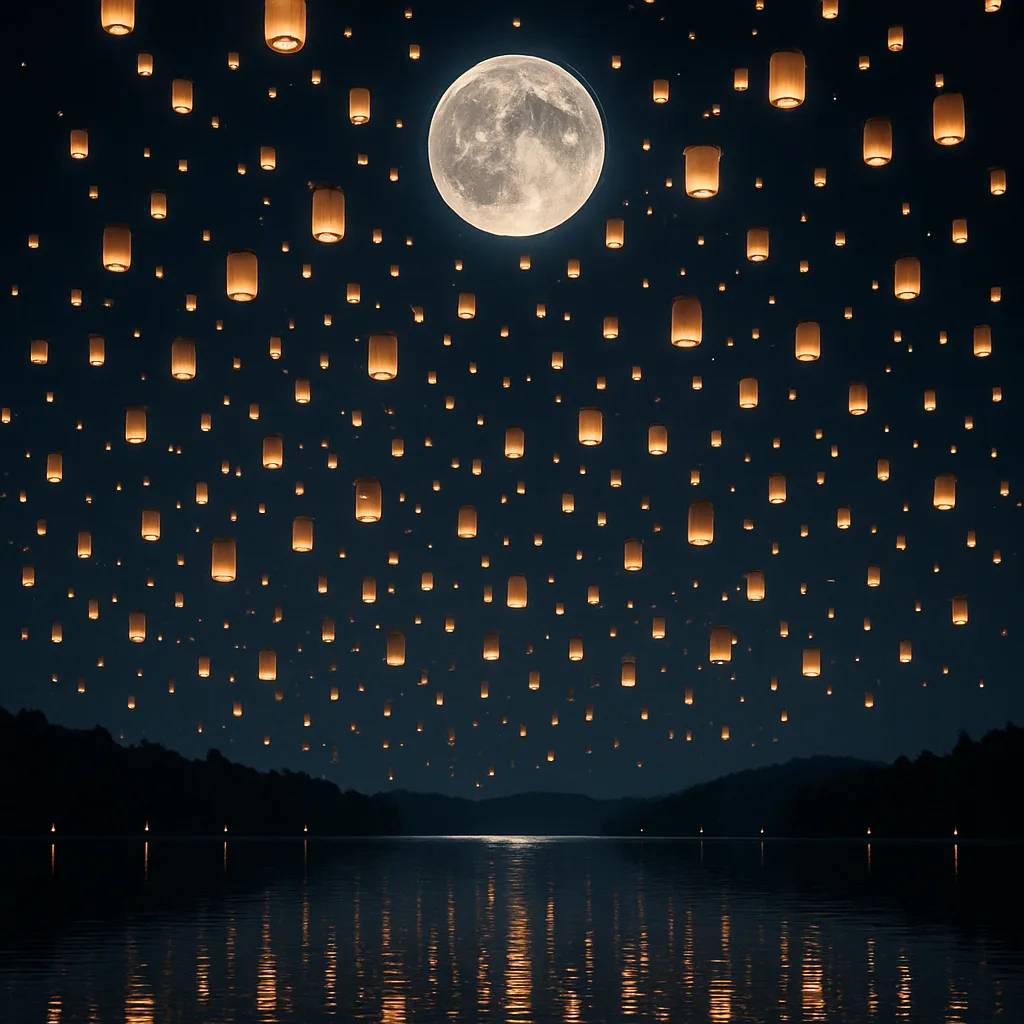 Thousands of Glowing Lanterns Drift Silently Upwards