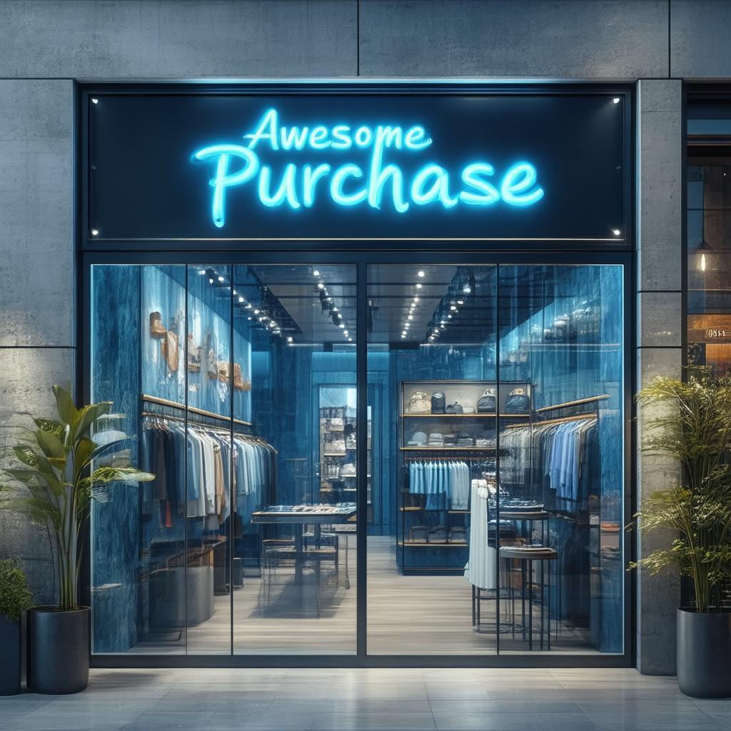 3D Storefront Glowing With an AwesomePurchase Neon Sign