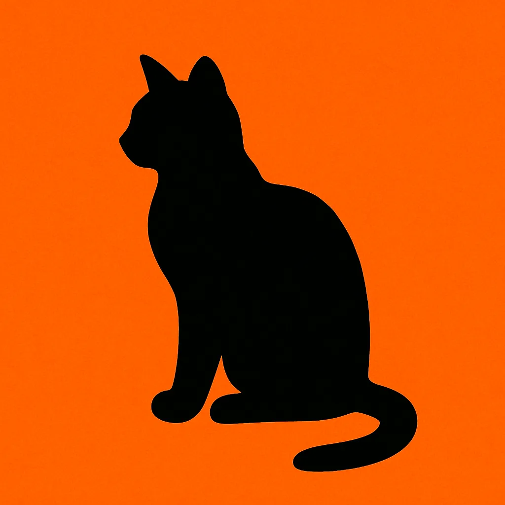 Solid Black Silhouette of a Sitting Cat