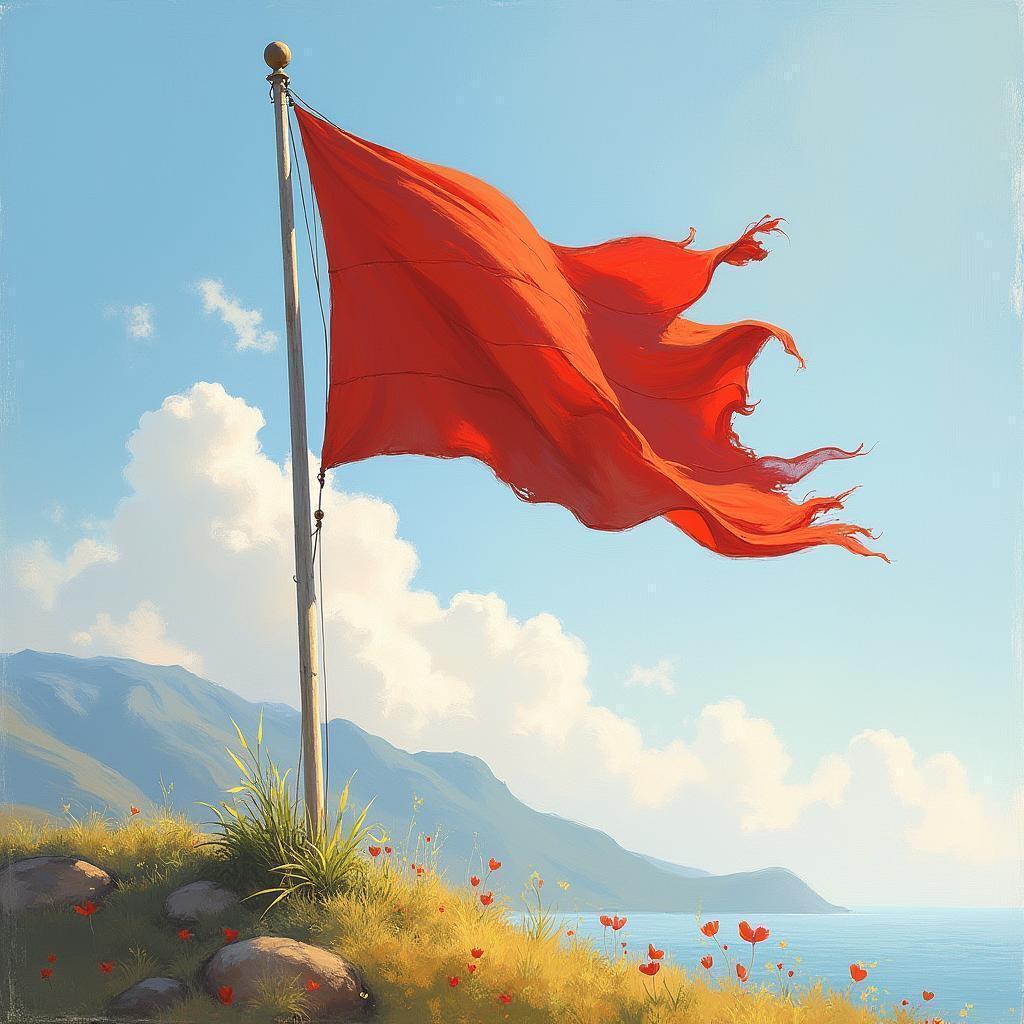 Impressionist Flag Fluttering in Dappled Wind