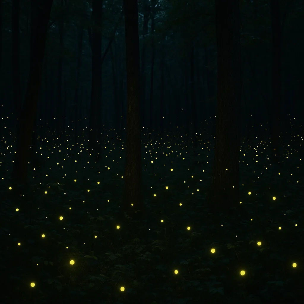 Group of Fireflies Flickers in Synchronized Patterns to Attract Mates