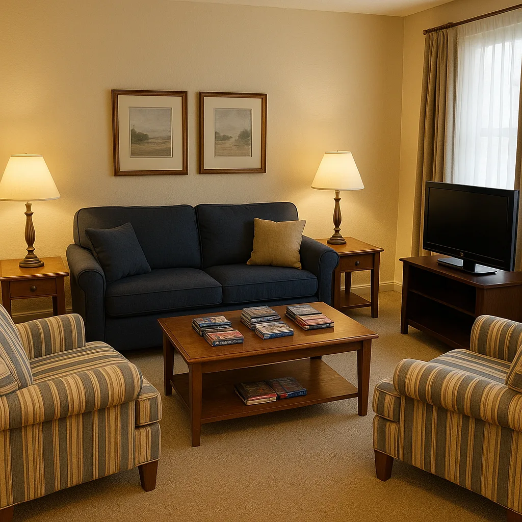 Cozy Living Room with Two Striped Armchairs