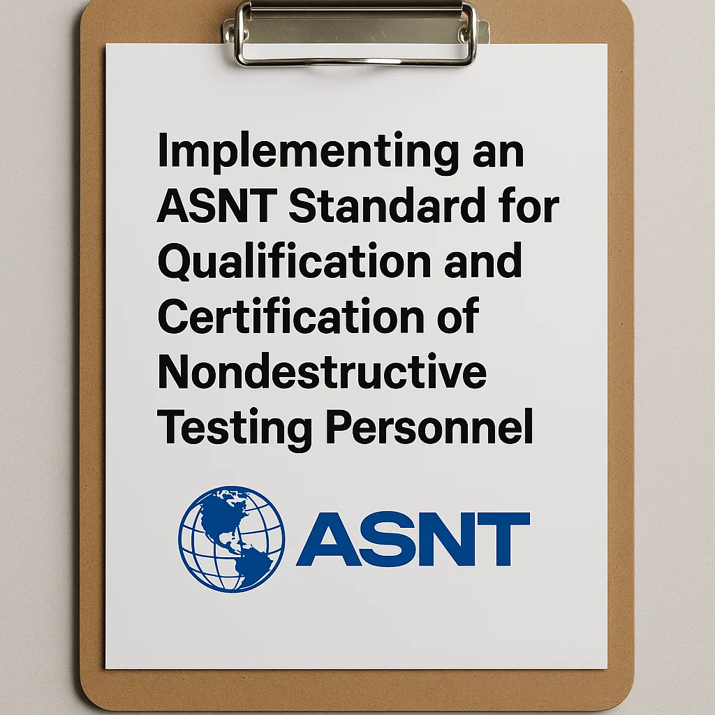 Clipboard Displaying the Text "Implementing an ASNT Standard for Qualification