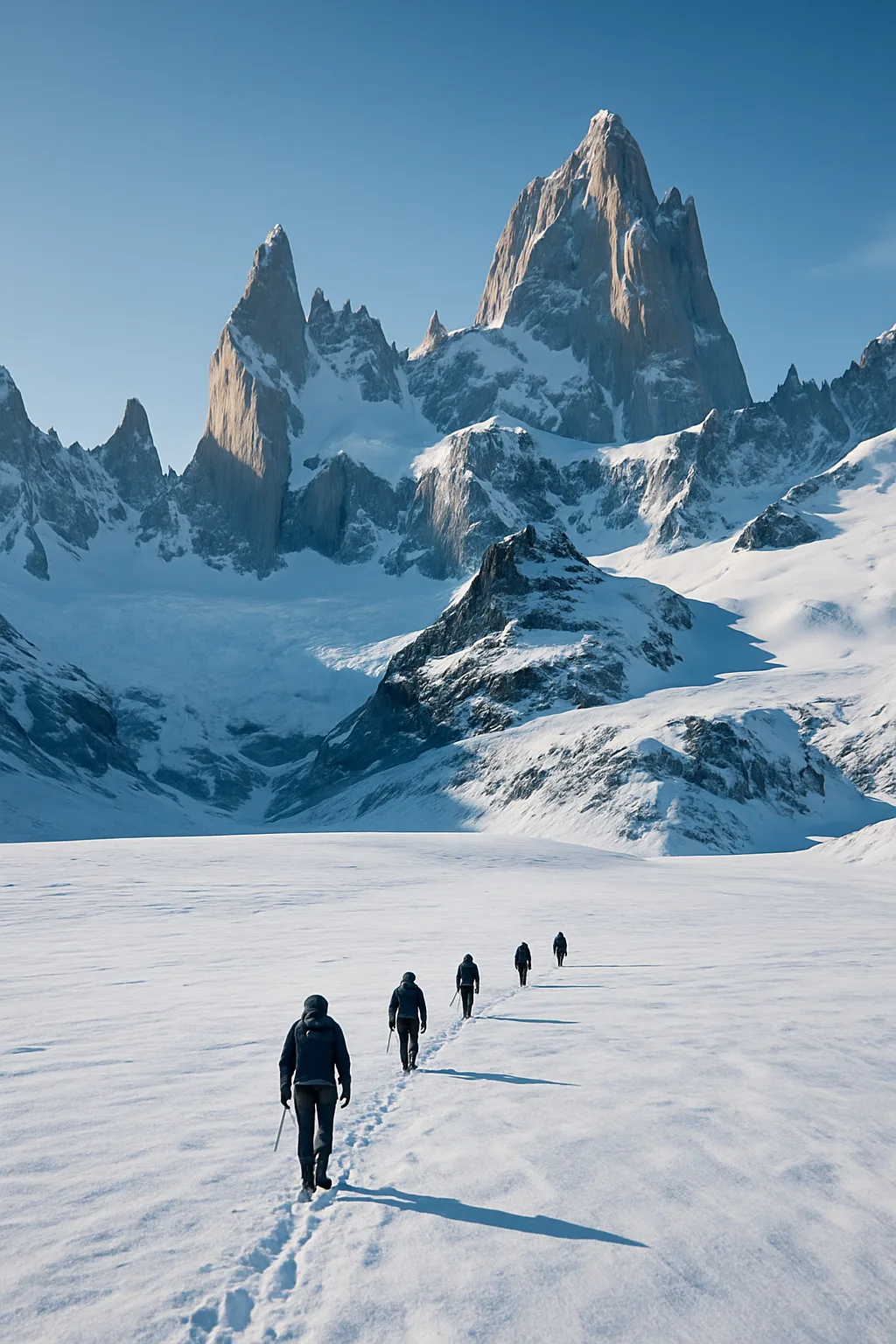 Few Distant Figures Trek Across a Vast