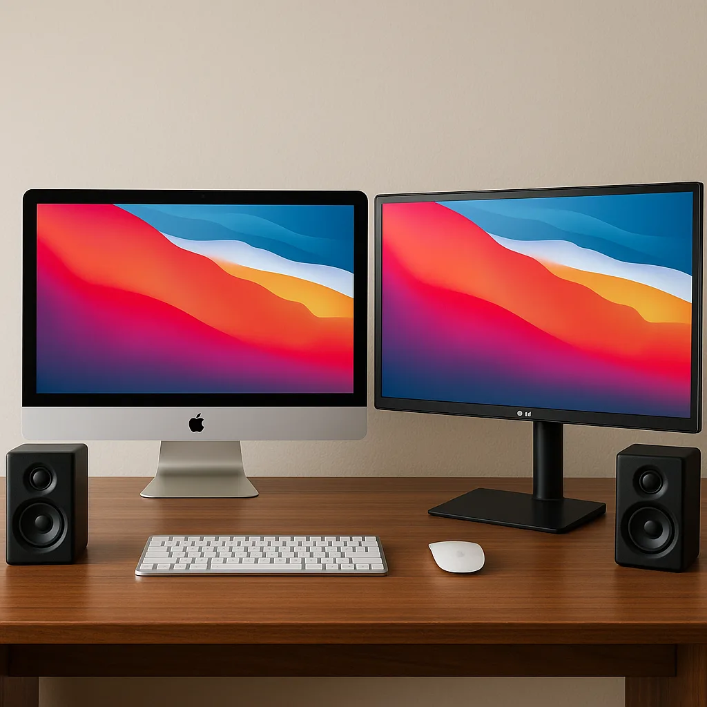 Dual-monitor Computer Setup with an Apple IMac