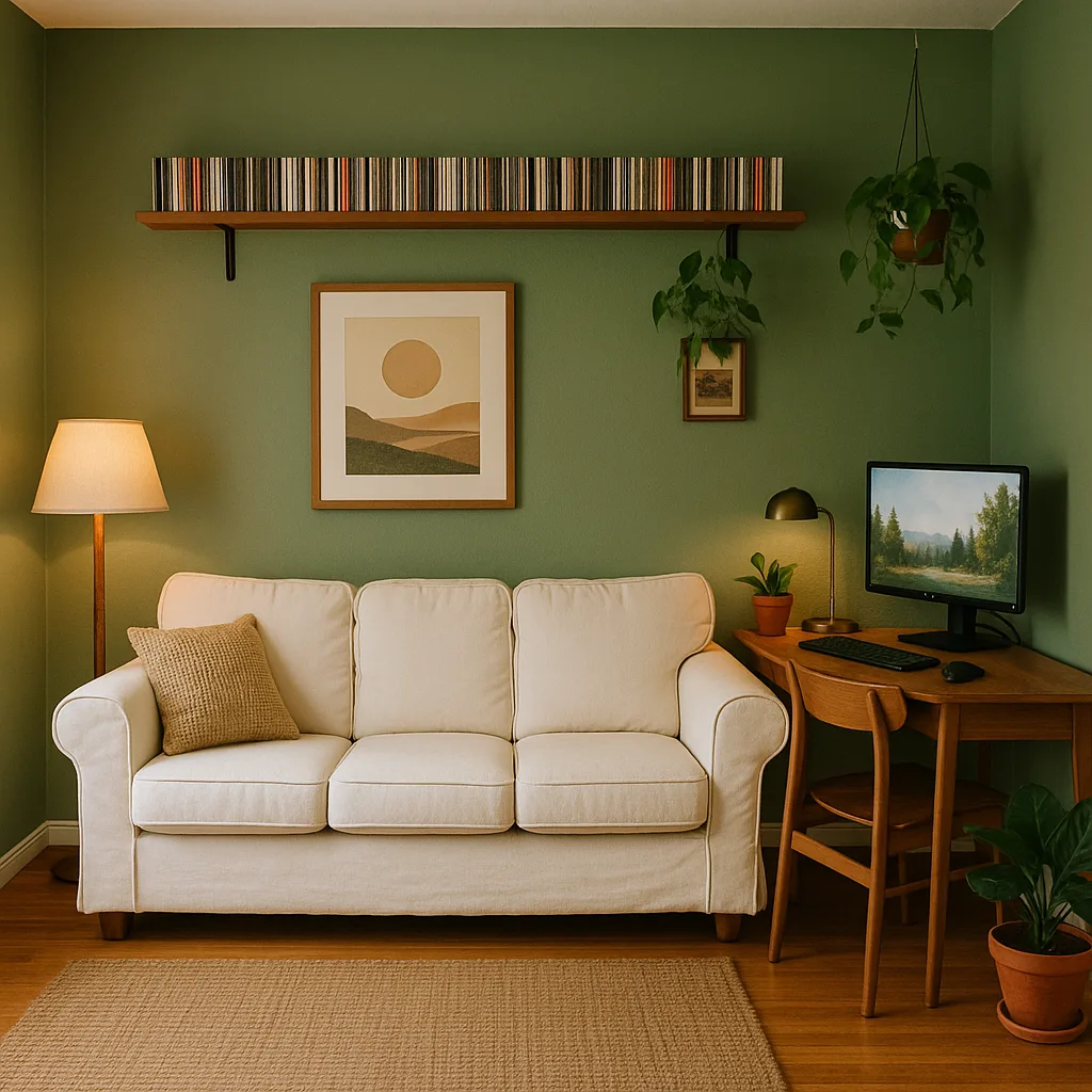 Cozy Living Room with a White Sofa