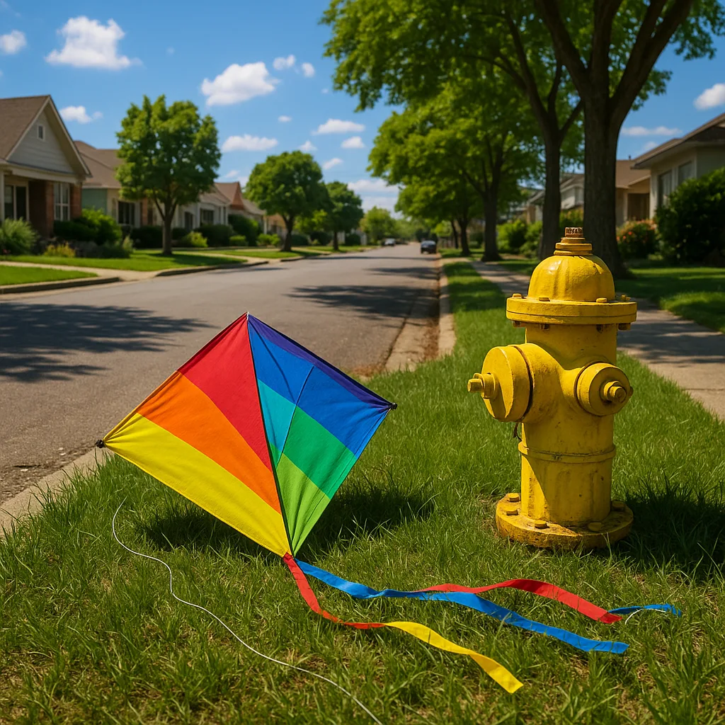Colorful Kite Lies on the Grass