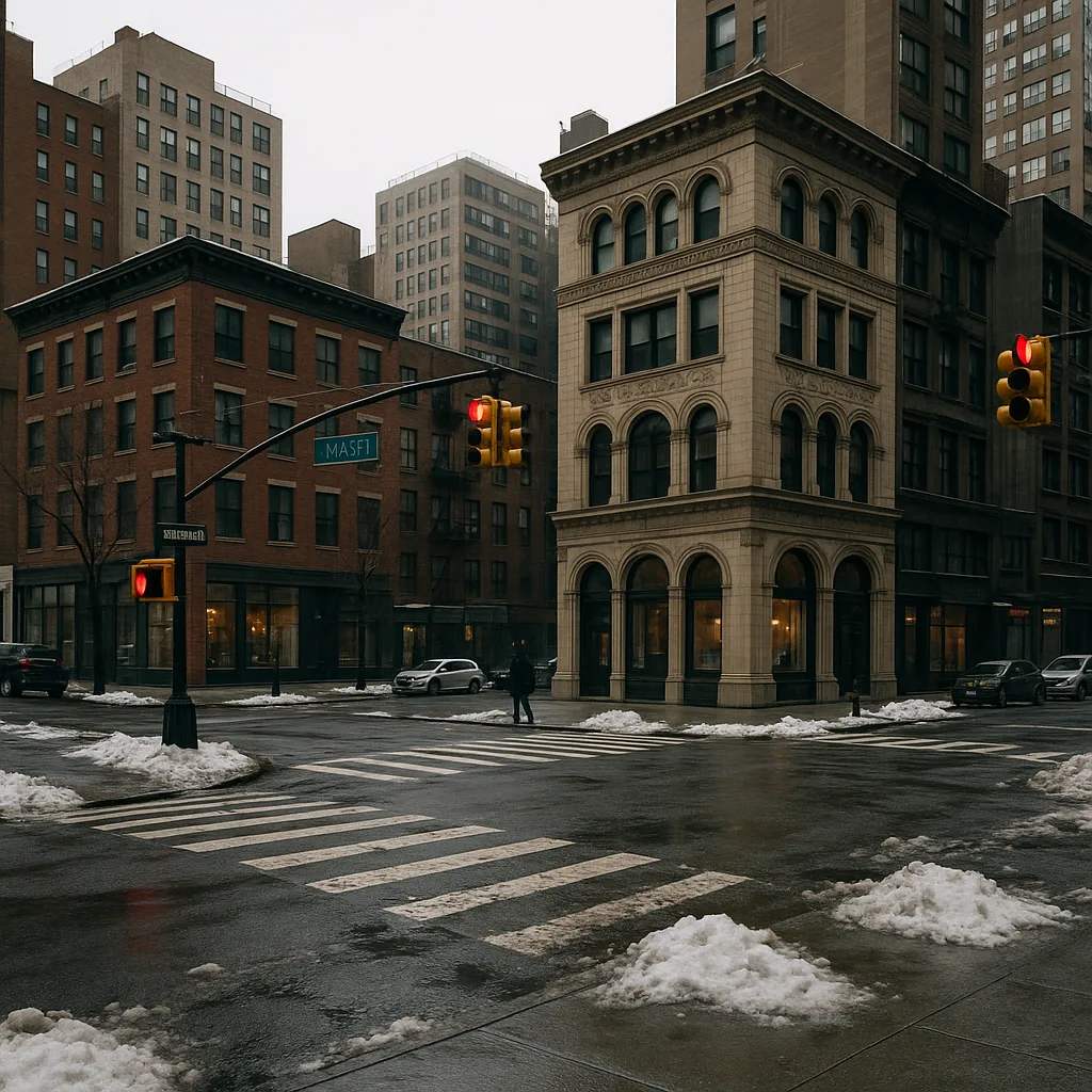 City Street Intersection with Traffic Lights