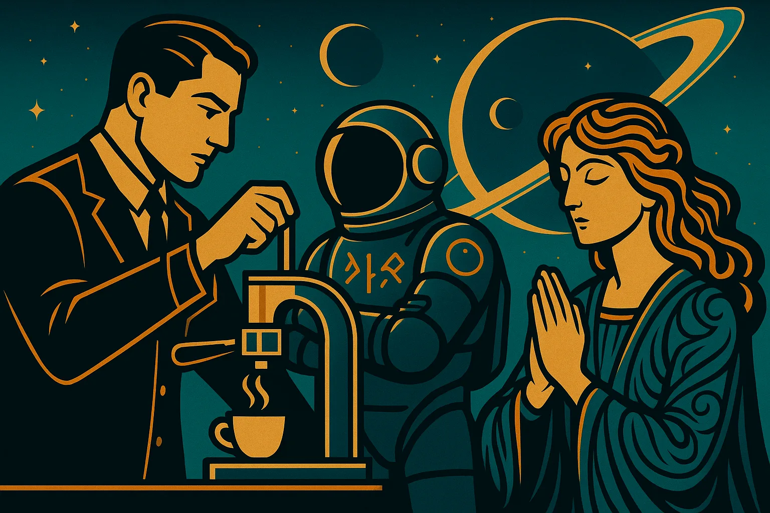 Art Deco Professional Operates a Minimalist Espresso Maker